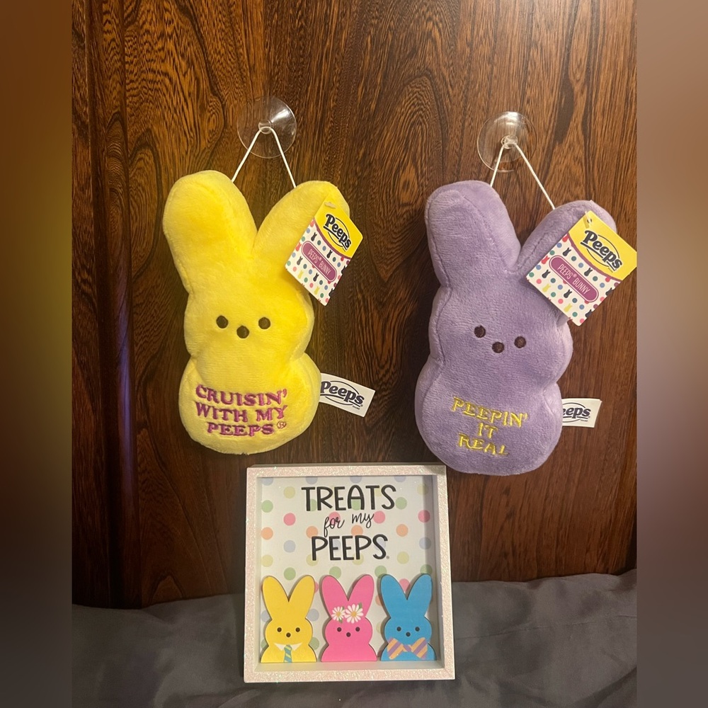 Peeps 2 Stuffed Window Hanger Peeps & Peeps Shadow Box, new with tags